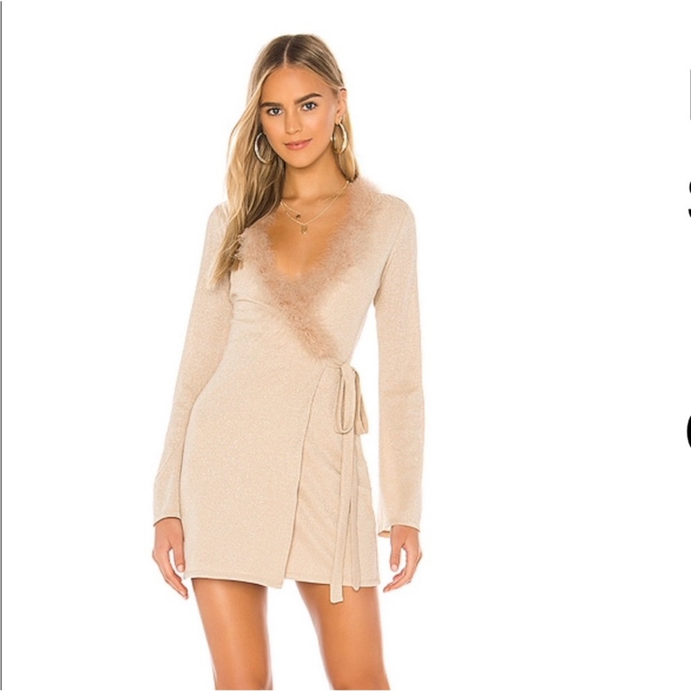 Lovers + friends faux fur wrap dress